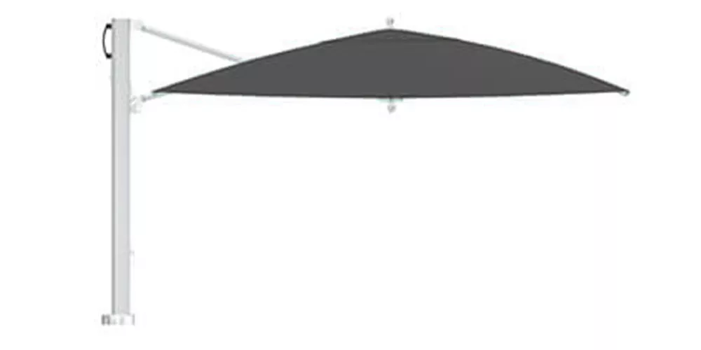 Bay Master Swim Under Sonnenschirm, dunkelgrau, Seitenansicht, auf weißem Hintergrund, technische Zeichnung.