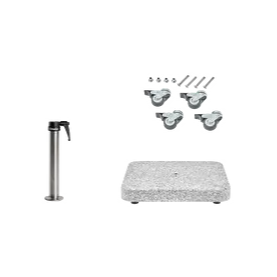 Granitsockel Z, 40kg matt, 50x50cm inkl. Standrohr Z 35/38-39mm Edelstahl, Rollen-Set verz.