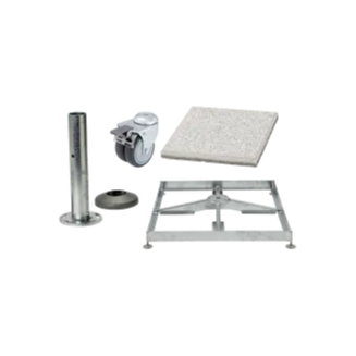 Sockelrahmen M4, 120kg inkl. Standrohr M4 P+, Platten-Set 4xBeton & 4xGranitoptik & Rollen-Set