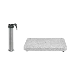 Granitsockel Z, 90kg matt, 75x75cm inkl. Standrohr Z 48/55mm Edelstahl, Rollen-Set verzinkt