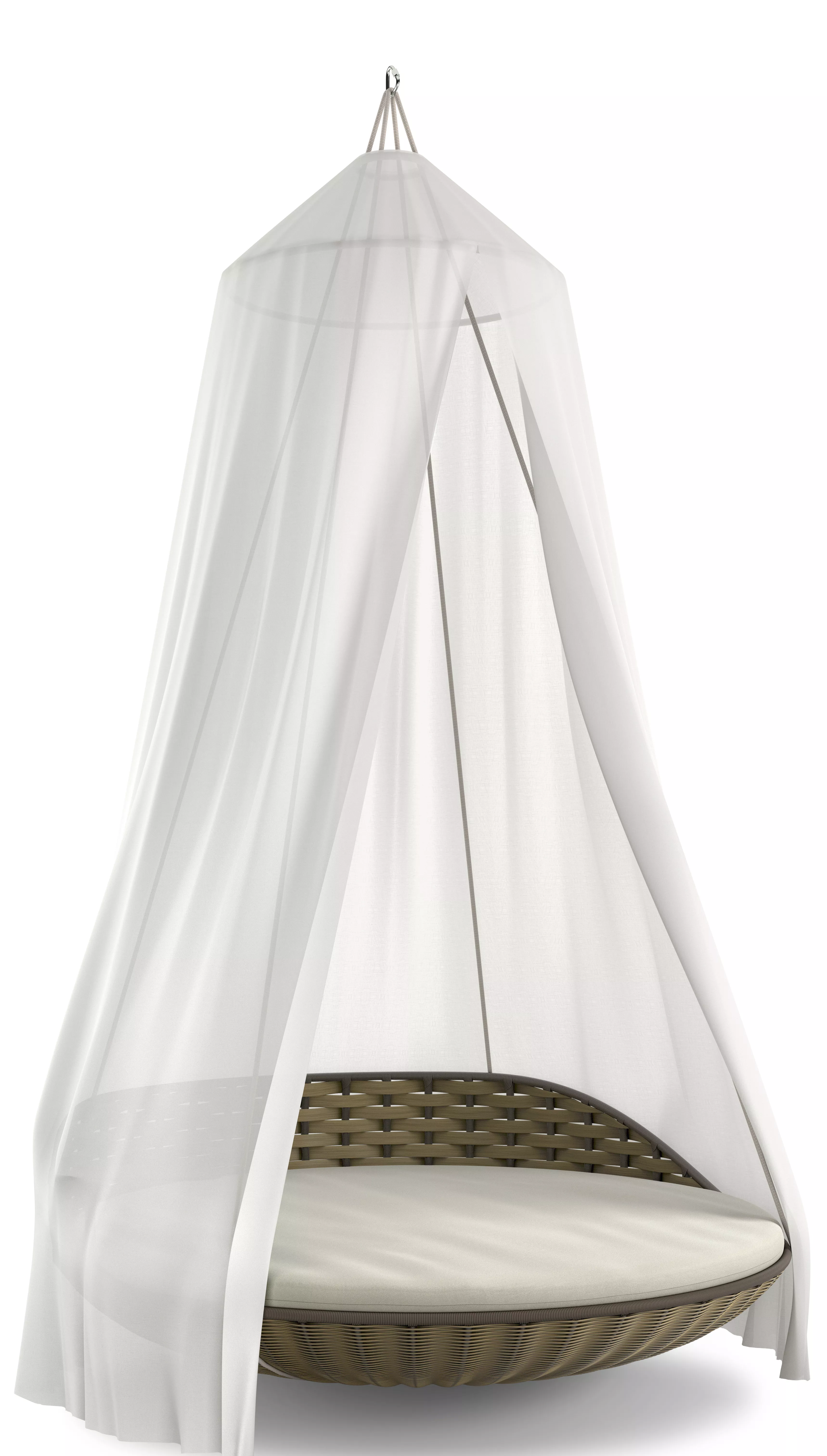 DEDON SWINGREST Hängesessel in Olivgrün mit Baldachin ohne Hintergrund