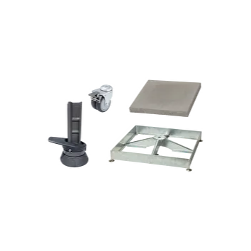 Sockelrahmen M4, 180kg inkl. Platten-Set 12 x Beton & Drehfuss anthrazit & Rollenset