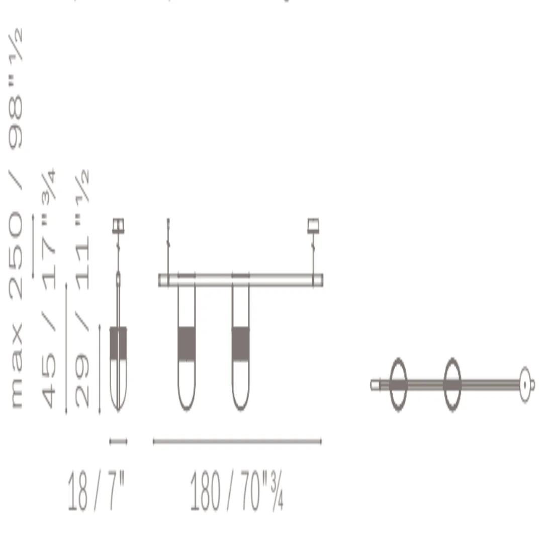 2 Große Hängelampen - 180 cm Leiste