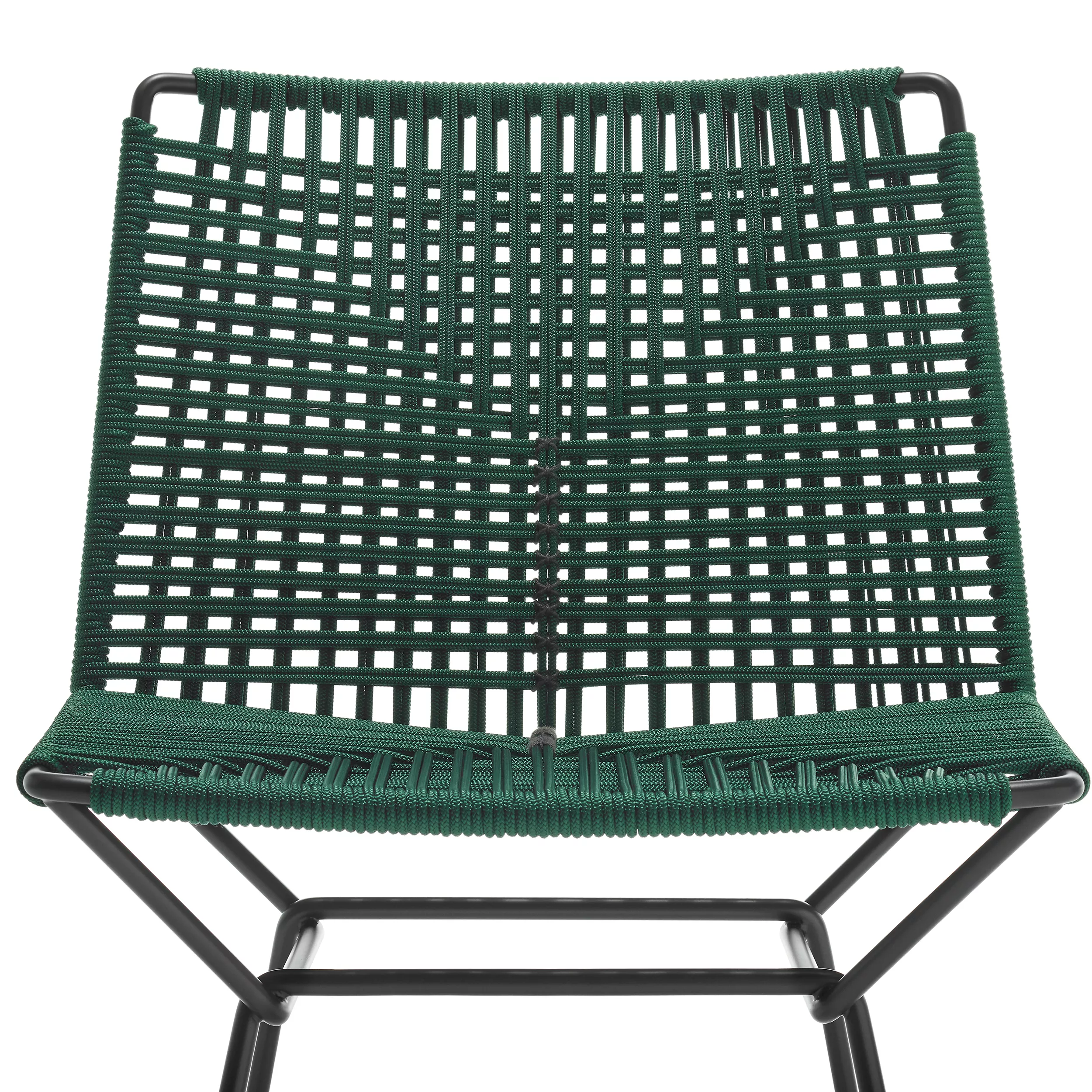 MDF Italia Neil Twist Stuhl in grünem Geflecht auf schwarzem Metallrahmen ohne Hintergrund