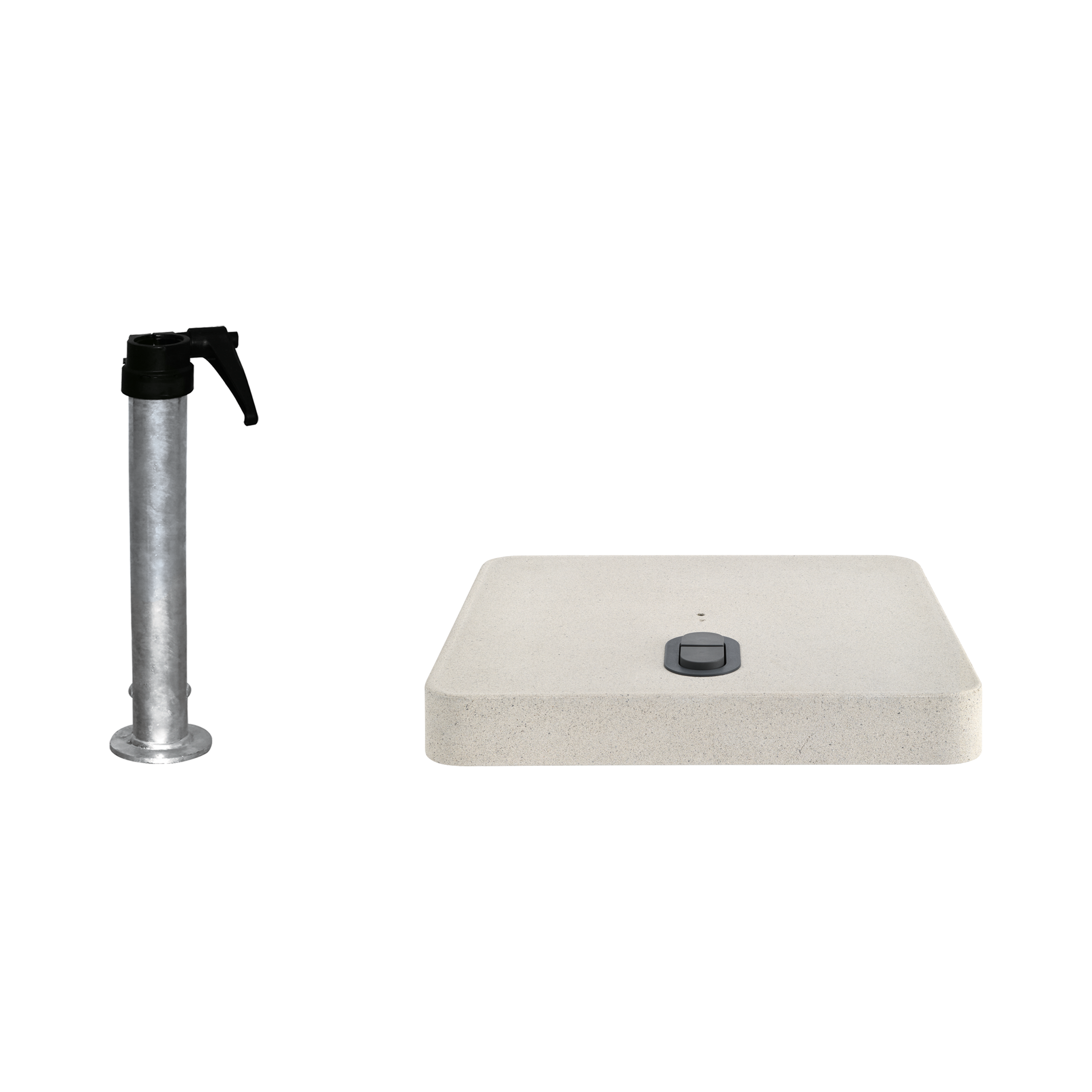 Rollensockel Z, 90kg, Beton hell, 80x80cm inkl. Standrohr Z 48/55mm feuerverzinkt