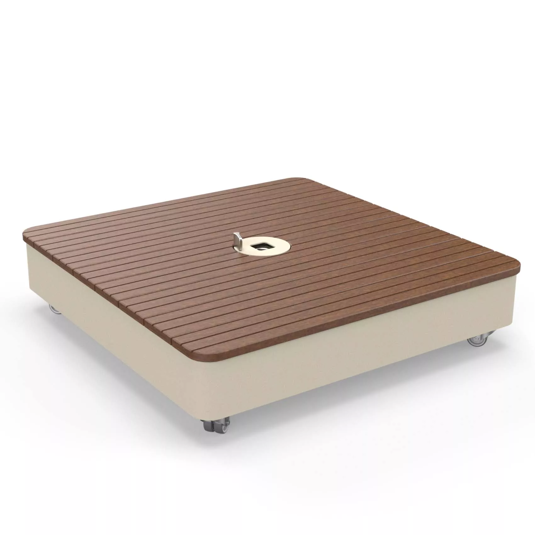 Fliesensockel mit Rollen und Holz-Abdeckung (ohne Fliesen)