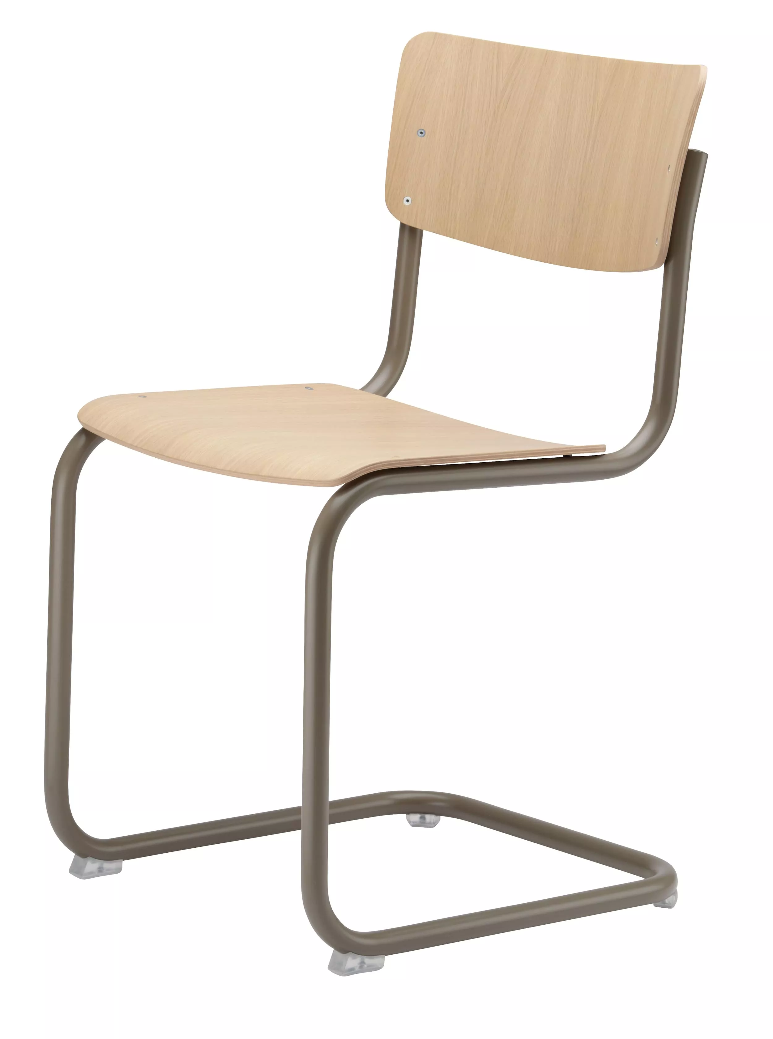 Thonet S 43 Stuhl aus Eiche mit beigegrauem Gestell RAL 7006 ohne Hintergrund
