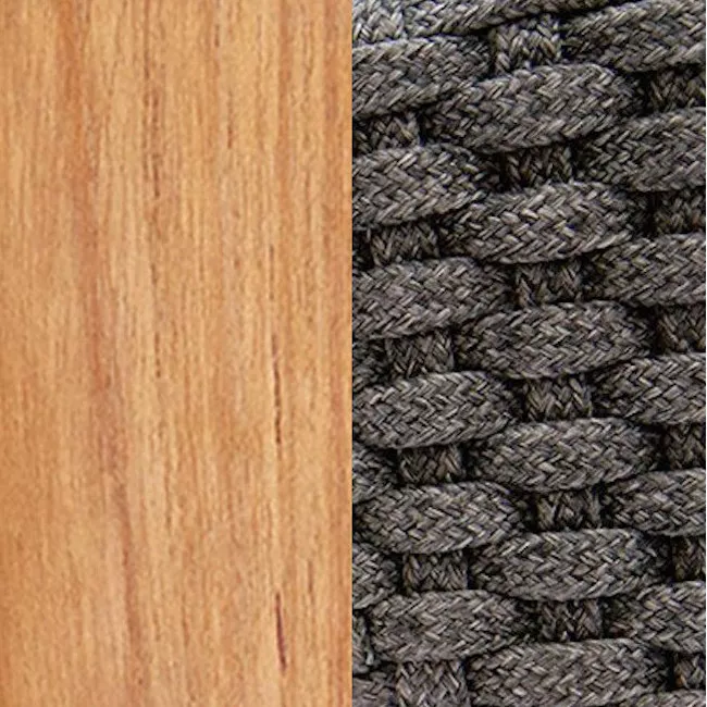 Teak Natur - Flat Rope Lava Grey