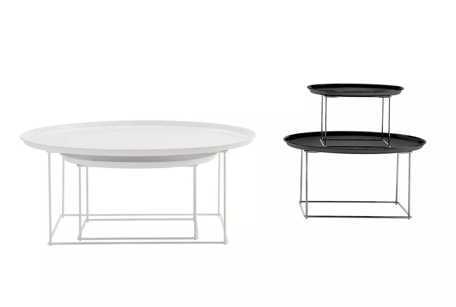 B&B Italia Fat-Fat Beistelltische in Weiß und Schwarz ohne Hintergrund