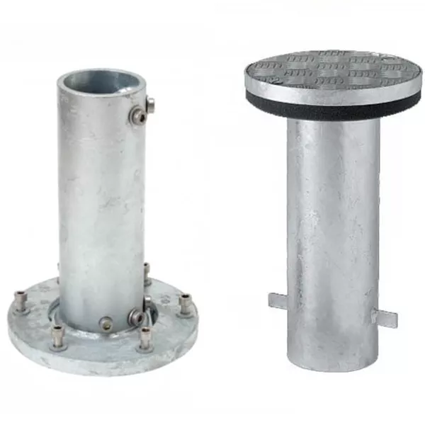 Bodenhülse M8 mit Aufstellscharnier M8 | Profil PzS/PzN | Stahl verzinkt