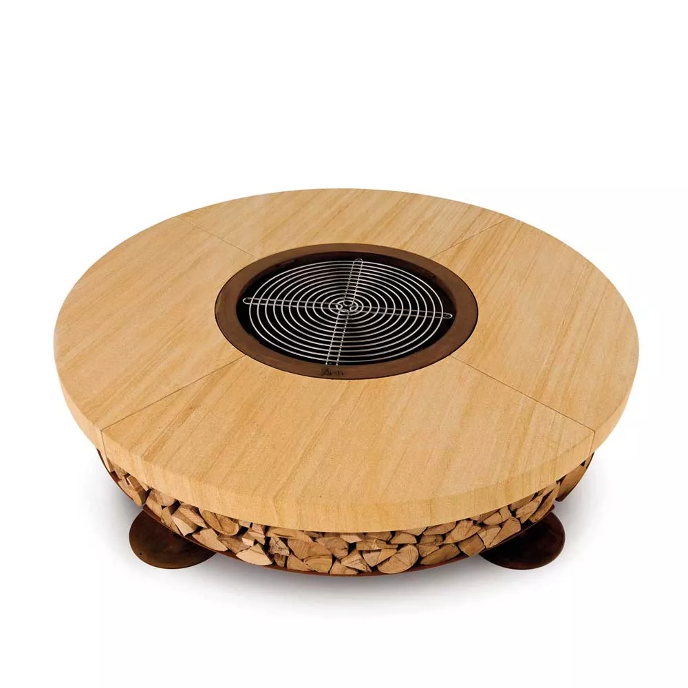 AK47 Ercole Feuerstelle aus Marmor Sandy Stahl in XSmall 120 cm ohne Hintergrund