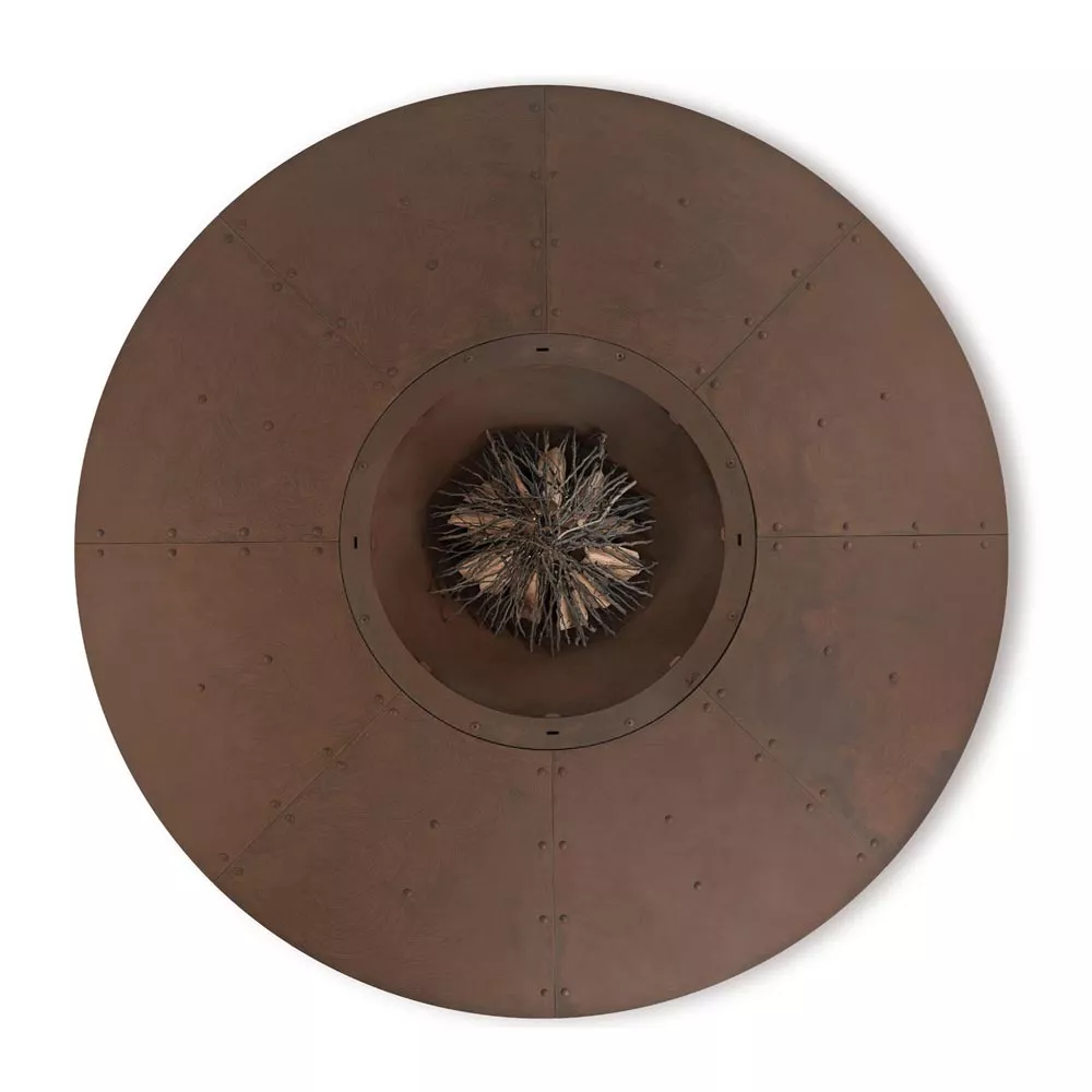 AK47 Zero Feuerstelle 300 cm Gartenkamin in braun von oben fotografiert ohne Hintergrund