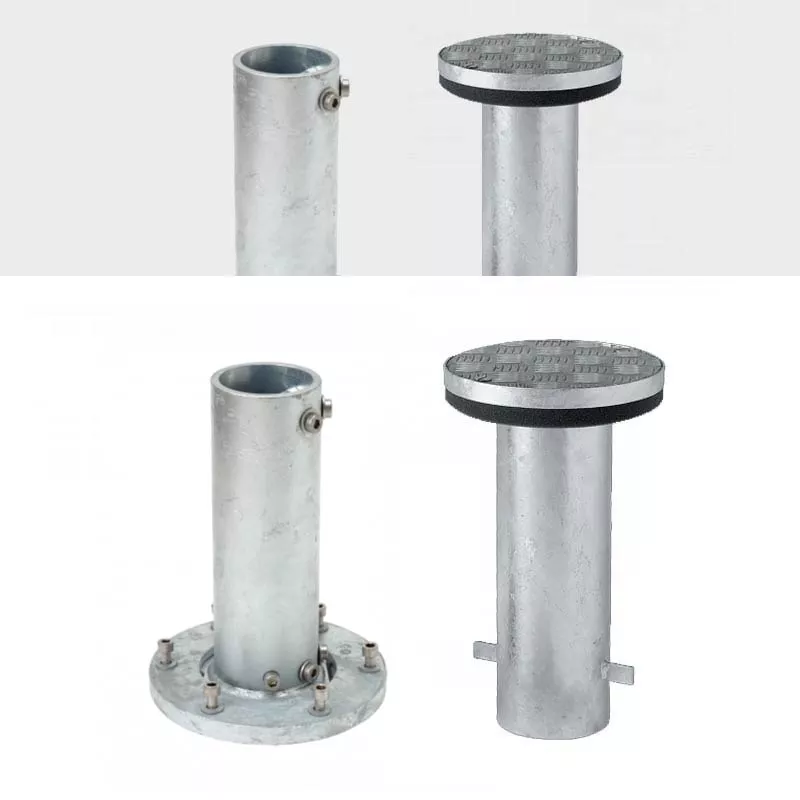 Bodenhülse M8 mit Aufstellscharnier M8 | Profil PzS/PzN | Stahl verzinkt