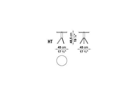 Technisches Datenblatt des B&B Italia Husk Outdoor Loungehockers mit Maßen 45 cm Durchmesser und 48,5 cm Höhe ohne Hintergrund