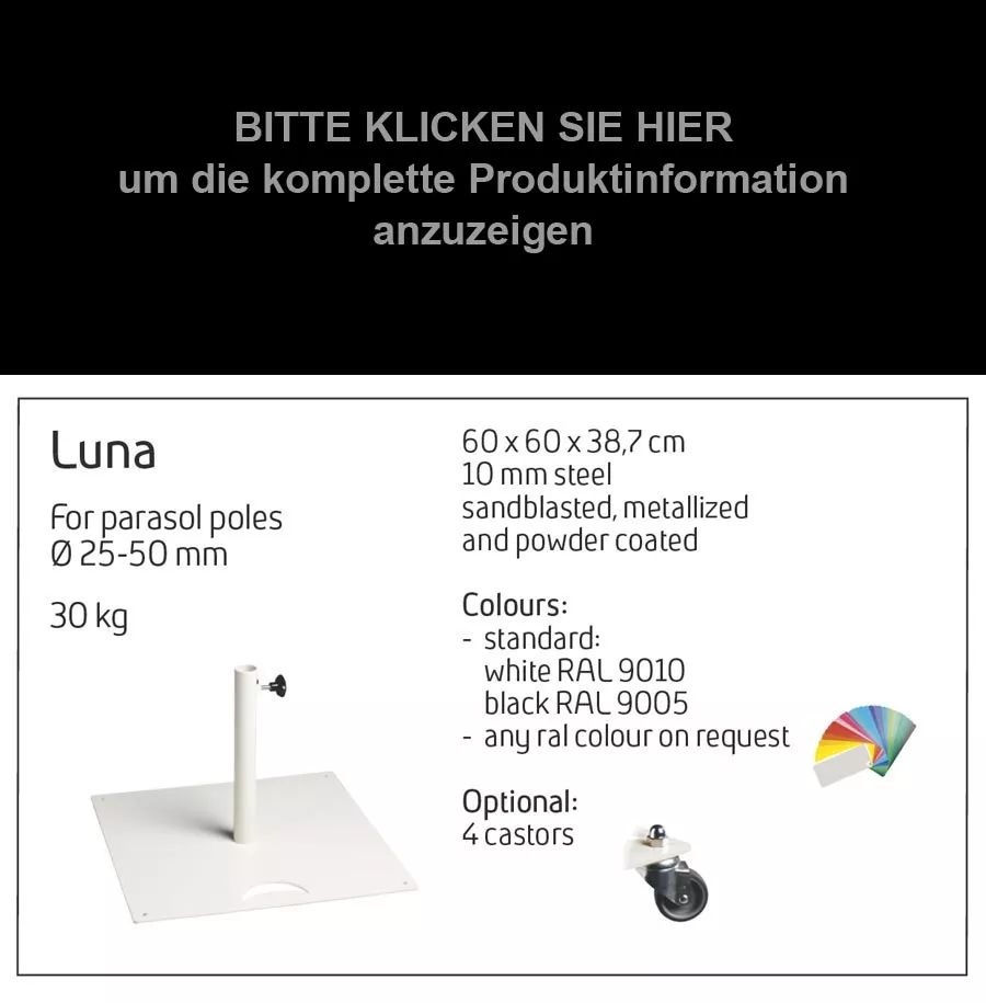 Luna Sockel mit 4 Rädern / 30 kg RAL 9005