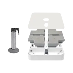 Rollensockelrahmen M4, 90/120kg weiss inkl. Gewichte-Set, Decorplatte grauweiss & Standrohr M4