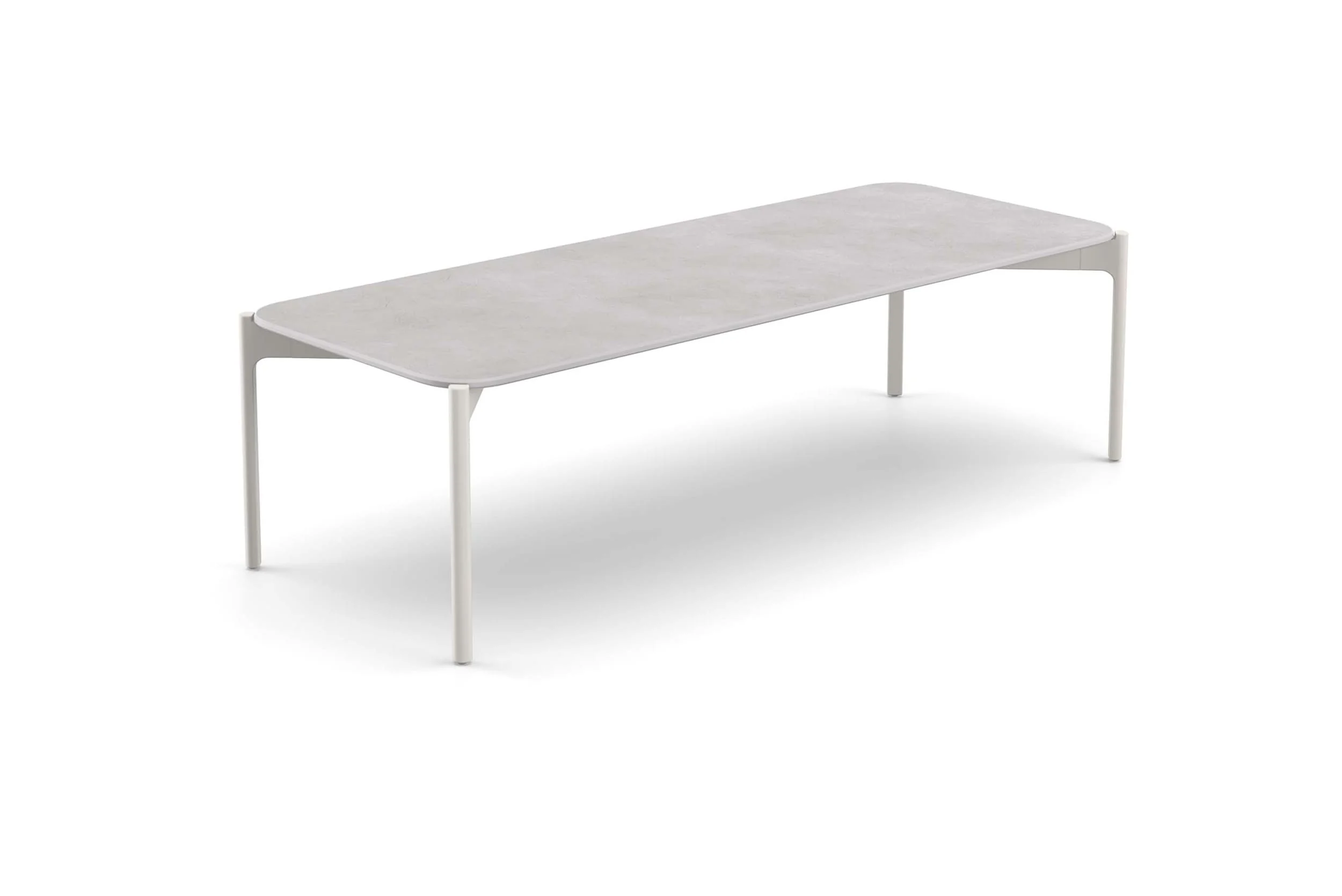 DEDON IZON Tisch in Weiß mit rechteckiger Tischplatte aus Beton ohne Hintergrund
