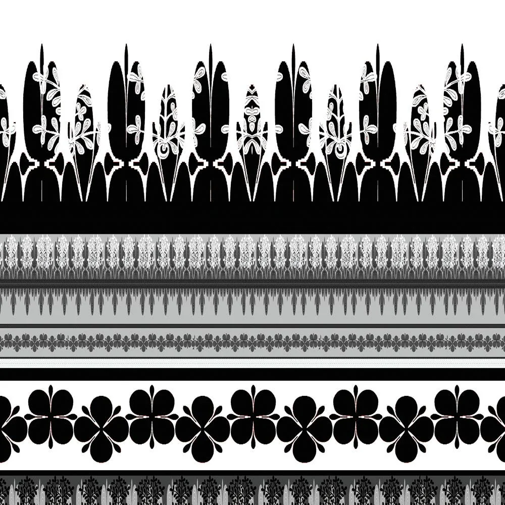 Porzellan-Steinzeug mit Dekor schwarz / weiß (1510A)