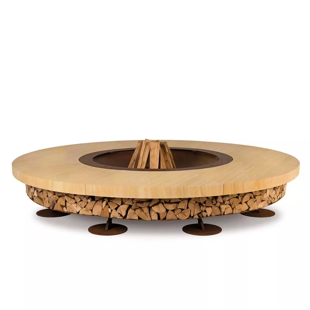 AK47 Ercole Feuerstelle aus Marmor Sandy Stahl Small 150 cm ohne Hintergrund