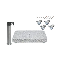Granitsockel Z, 55kg inkl. Standrohr Z Edelstahl & Rollen-Set Edelstahl