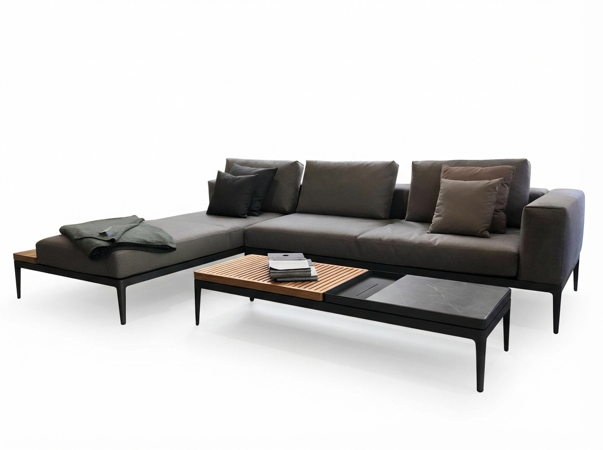 Gloster Grid Loungegruppe, Ausstellung 309 x 206 cm inkl. Kaffeetisch