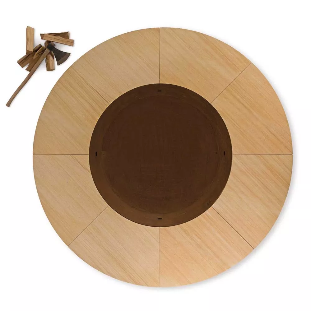 AK47 Ercole Feuerstelle aus Marmor Sandy Stahl XSmall 120 cm ohne Hintergrund