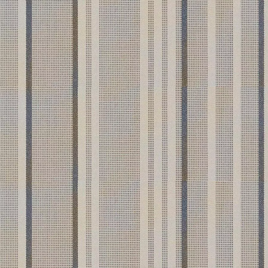 Stoffmuster der Marke NOON, Modell SINTRA in Grau, aus Sunbrella Acryl, zeigt ein gestreiftes Design auf einem technischen Hintergrund.