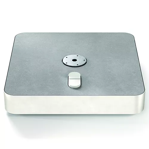 Rollensockel M4, 120 kg matt weiß mit Gewichten + Decorplatte Aluminium grauweiss (Standrohr M4 notwendig)