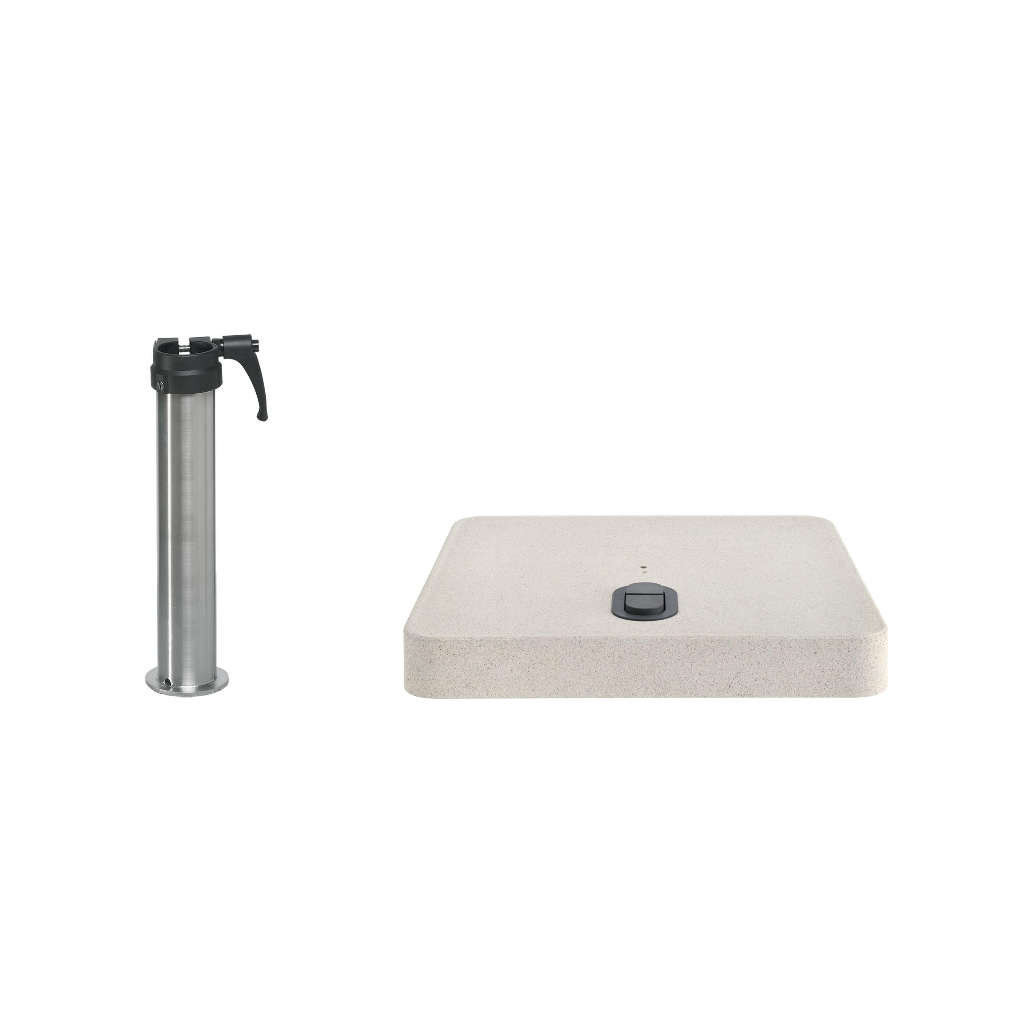 Rollensockel Z, 90kg, Beton hell, 80x80cm inkl. Standrohr Z 48/55mm Edelstahl
