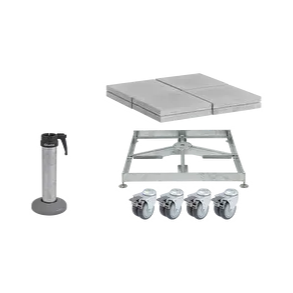 Sockelrahmen M4, 120kg inkl. Standrohr M4 anthrazit, Platten 4xBeton & 4xGranit & Rollen-Set