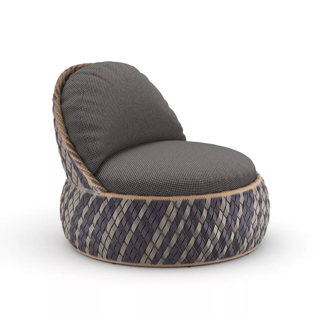 Dedon Dala Sessel in Grau und Lila ohne Hintergrund