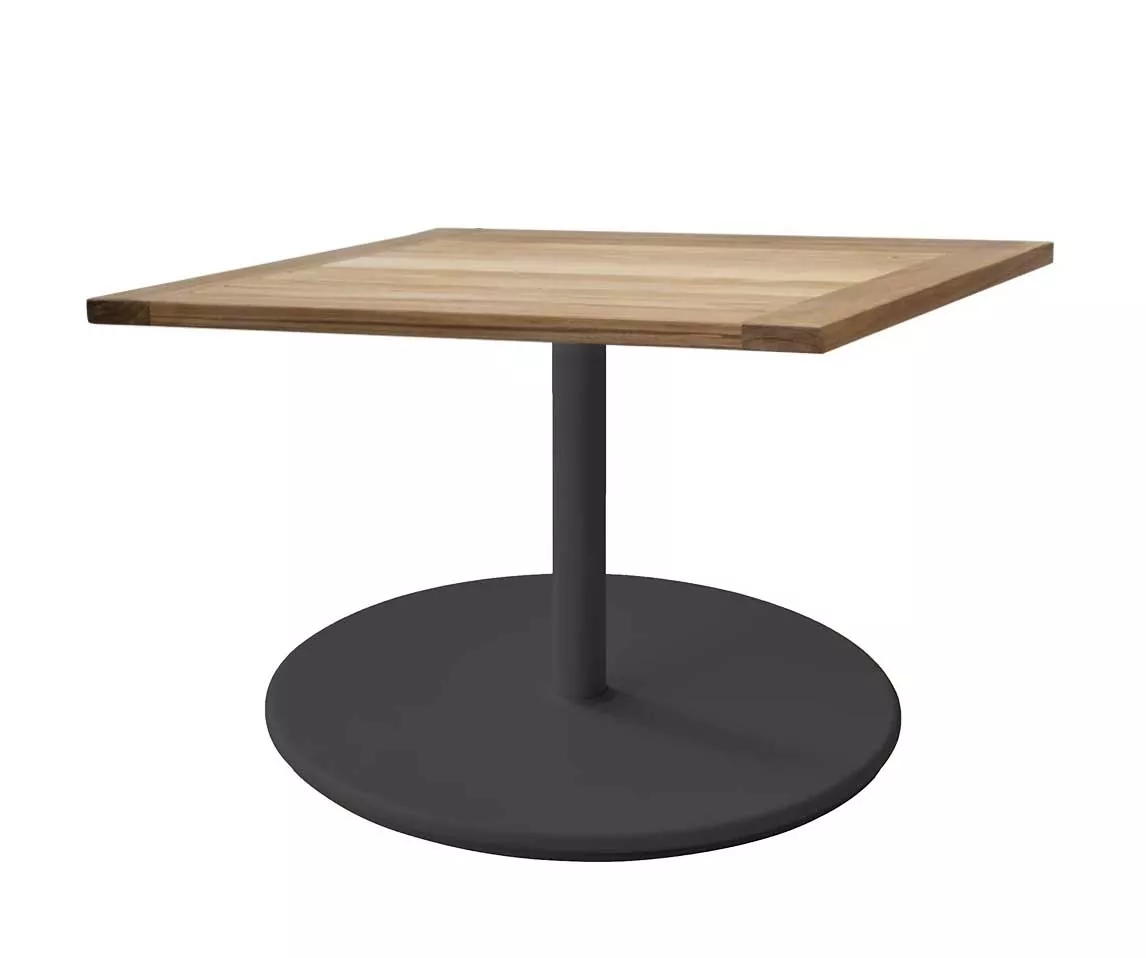 Cane-line Go Loungetisch | Gestell Ø 60, mit Teakholzplatte 72 × 72 cm