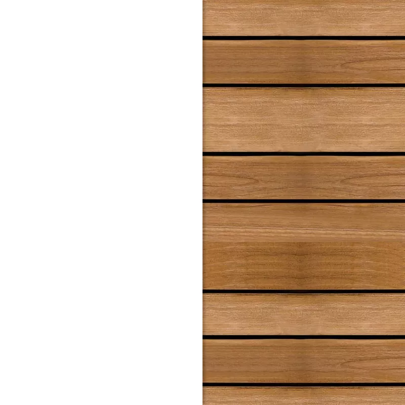 Weiß / Teakholz belattet