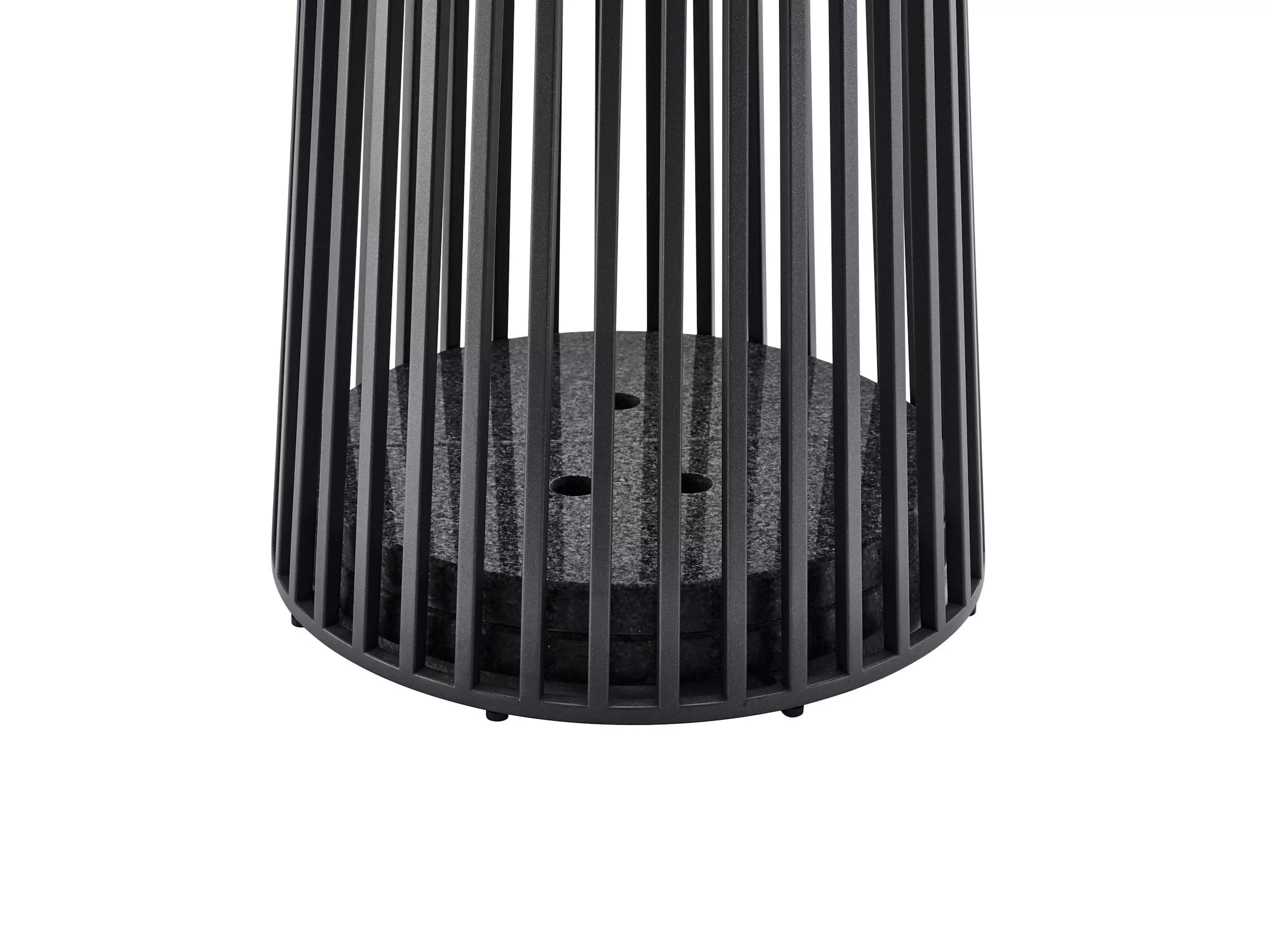 Solpuri Grid Tisch D110 in Anthracite Detailansicht des Tischfußes ohne Hintergrund