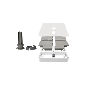 Rollensockelrahmen M4, 180kg weiss inkl. Gewichte-Set, Decorplatte grauweiss & Standfuss M