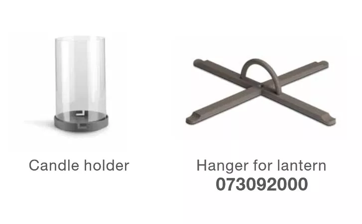 Dedon Dala Laterne 34 cm und Halterung für Laterne 0730920000 auf weißem Hintergrund