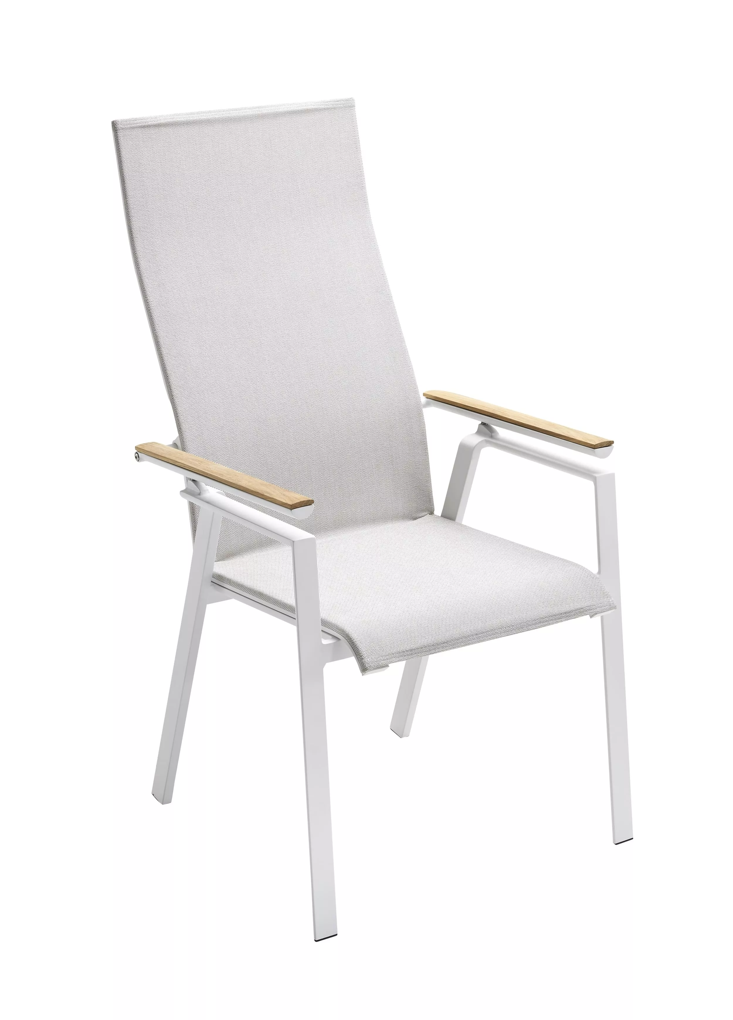 Solpuri Soul Verstellsessel in Weiß mit Armlehnen aus Holz ohne Hintergrund