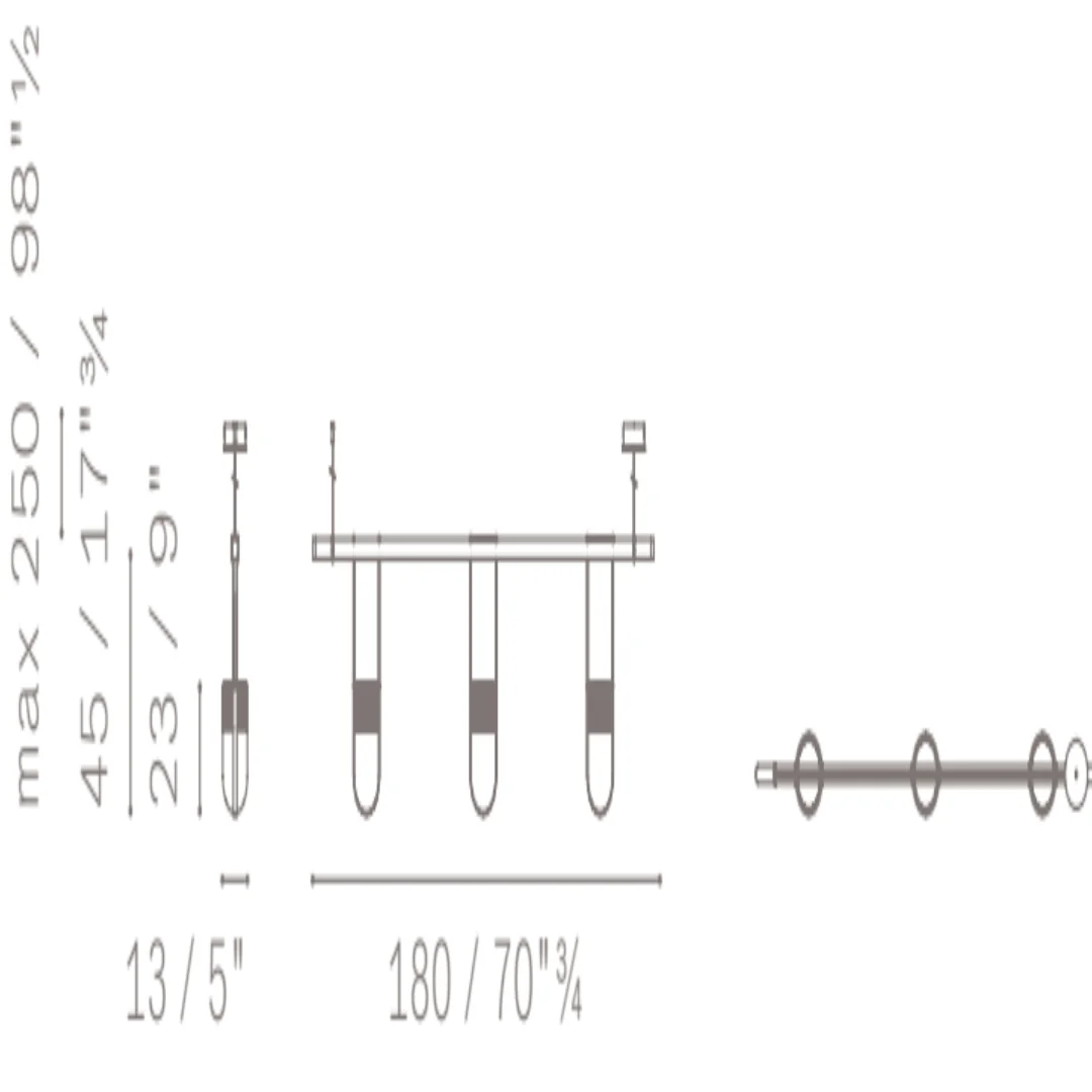 3 Kleine Hängelampen - 180 cm Leiste