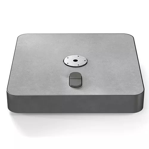 Rollensockel M4 120kg, Stahl verzinkt (anthrazit), mit Gewichte-Set und Decorplatte in Aluminium grauweiss