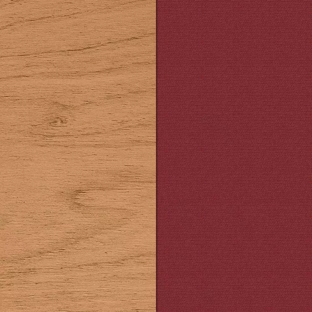 Natural Teak / Plain Bordeaux