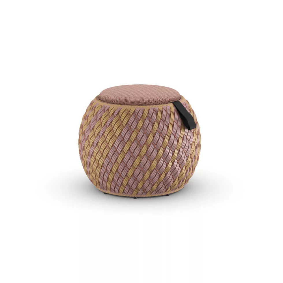 Dedon Dala Hocker 60 cm in rosa und gelb ohne Hintergrund