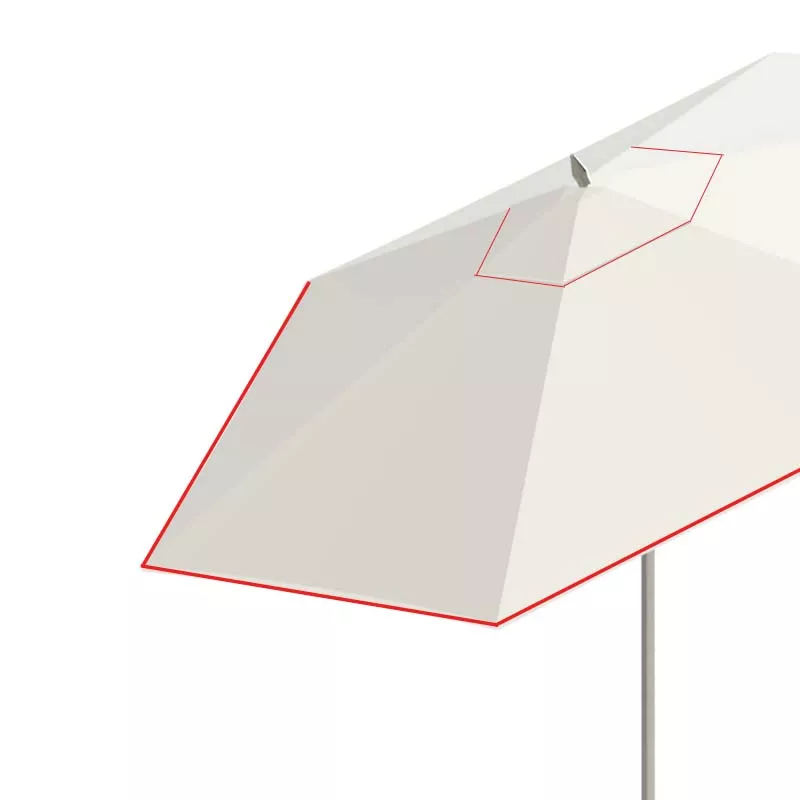 Kontrastierende Einfassung (Schirmstoff & Windhaube)