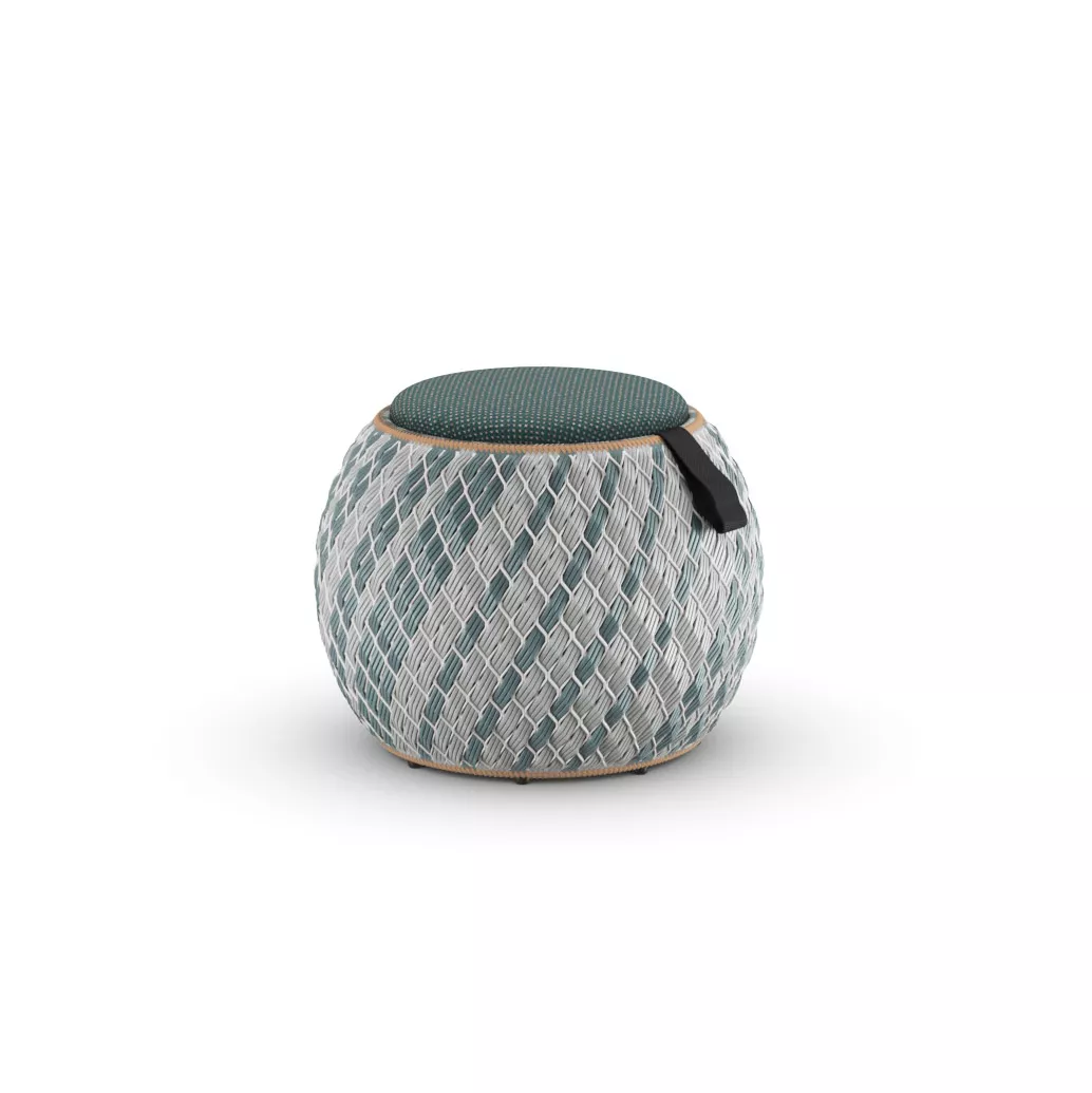 Dedon Dala Hocker 60 cm in grün und weiß ohne Hintergrund