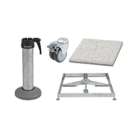 Sockelrahmen M4, 120kg inkl. Standrohr M4, Platten 4xBeton & 4xGranit & Rollen-Set