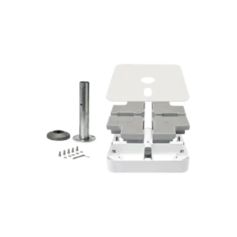 Rollensockelrahmen M4, 90/120kg weiss inkl. Gewichte-Set, Decorplatte grauweiss & Standrohr M4