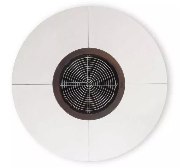 AK47 Ercole Stahl Feuerstelle XSmall 120 cm von oben fotografiert auf weißem Hintergrund