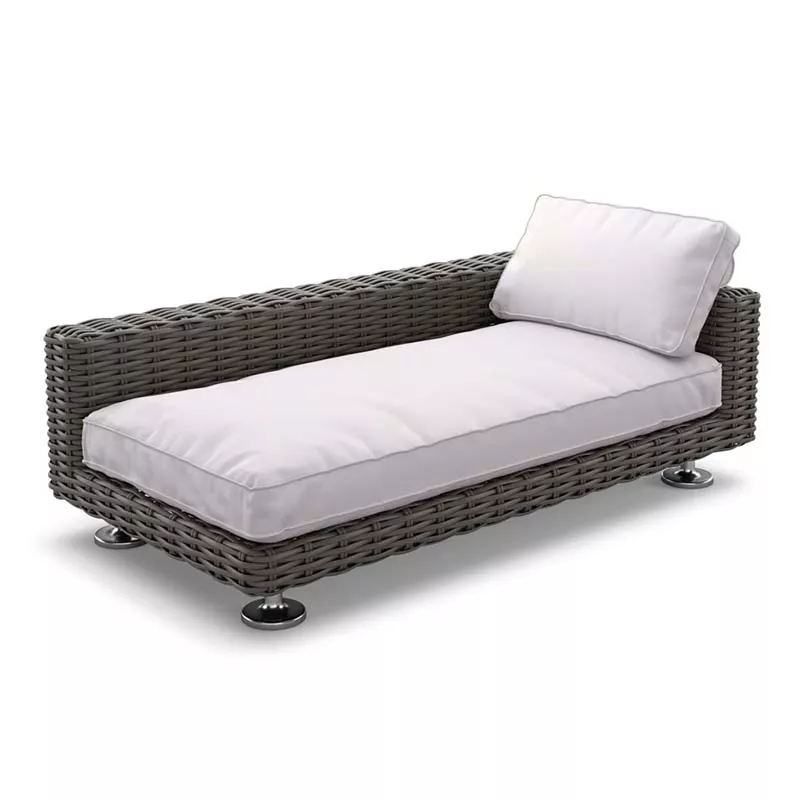 Dedon Paros Eckmodul in dunklem Geflecht mit weißen Polstern ohne Hintergrund