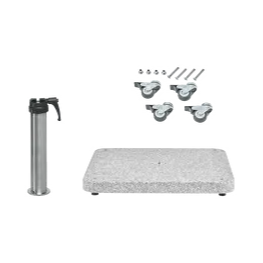 Granitsockel Z, 90kg matt, 75x75cm inkl. Standrohr Z 48/55mm Edelstahl, Rollen-Set verzinkt