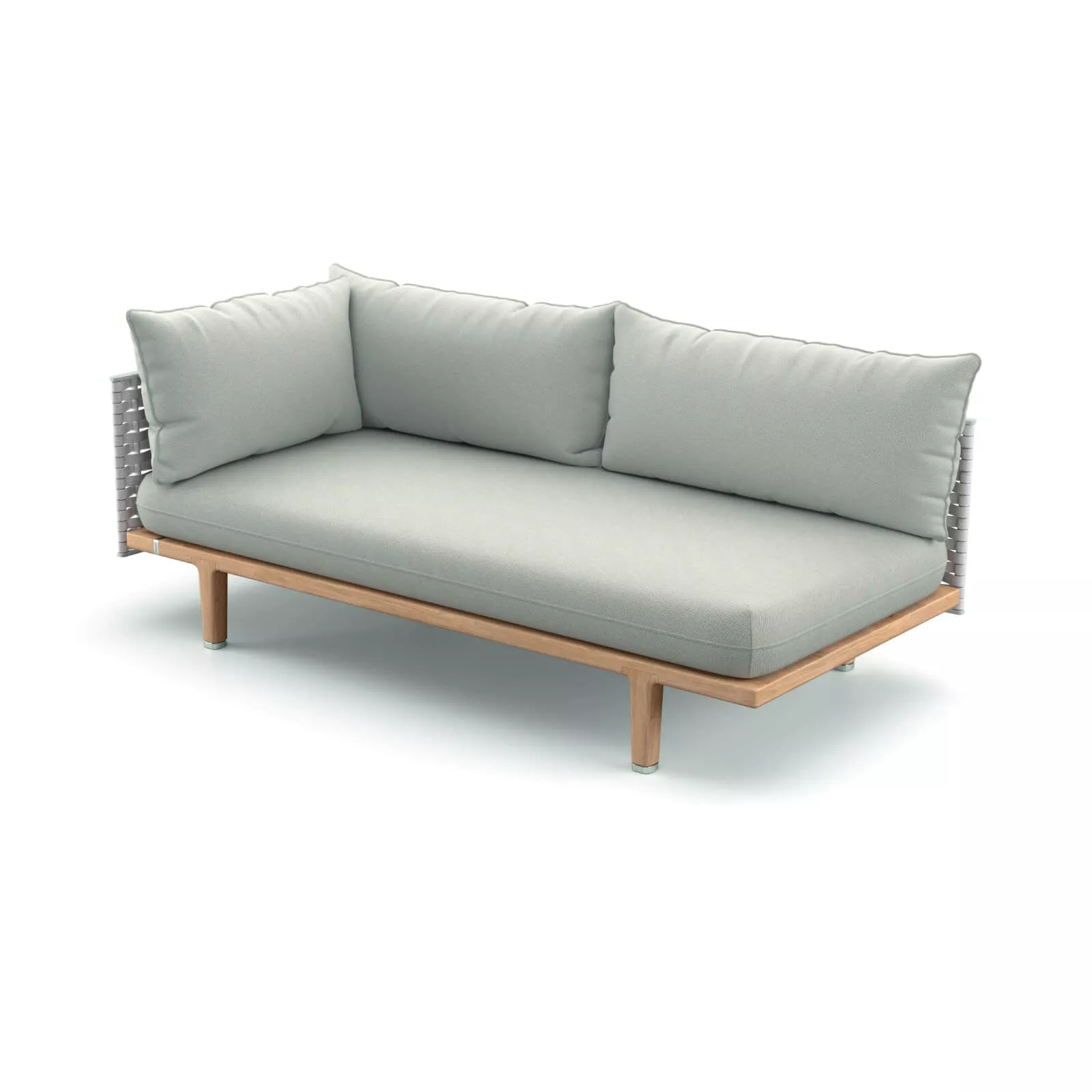 Dedon Sealine Modul Rechts in hellem Grau auf Holzrahmen ohne Hintergrund