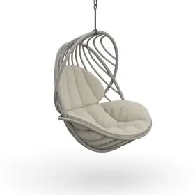Dedon Kida Hängesessel in Beige mit Gestell und Kissen ohne Hintergrund